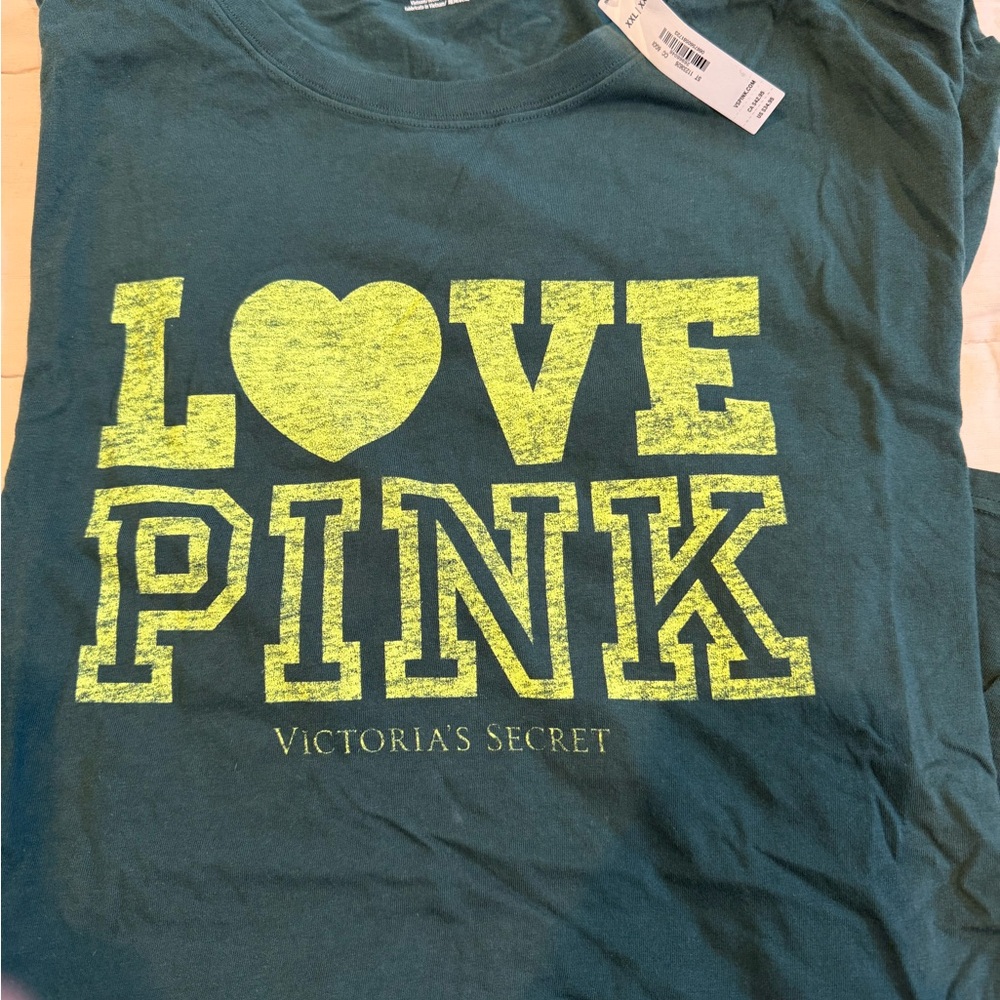 PINK Victoria's Secret Teal Love Pink Tee